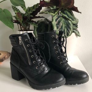 Lace-Up Heeled Combat Boots